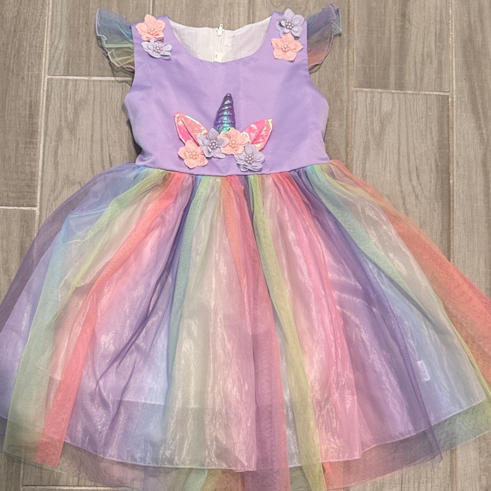 Unicorn Rainbow Tulle Dress